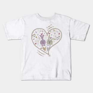 2 Cute Bunnies in a heart Kids T-Shirt